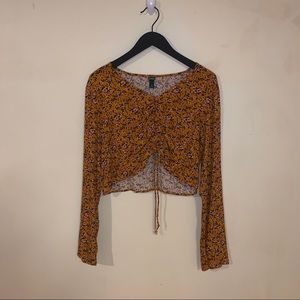 Yellow crop top with flowers